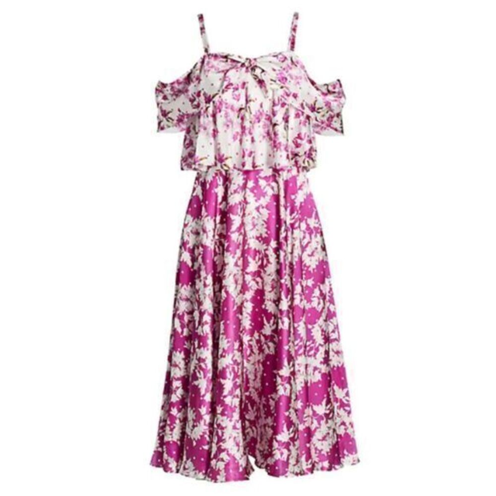AMUR Off-The-Shoulder Magenta Popover Waist Dress US 00